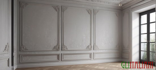 muratura con applicazione di stucchi decorativi